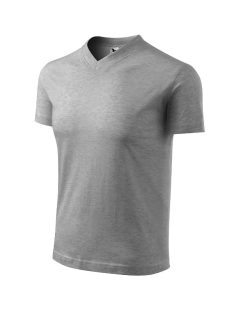 V-neck póló unisex sötétszürke melírozott S