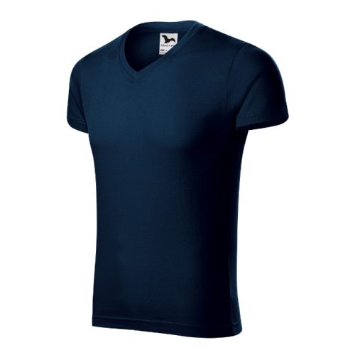 Slim Fit V-neck póló férfi tengerészkék M