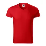 Slim Fit V-neck póló férfi piros S