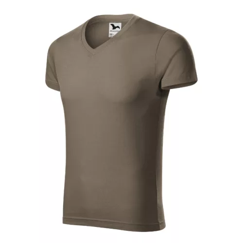 Slim Fit V-neck póló férfi army S