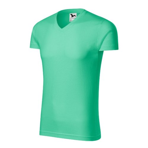 Slim Fit V-neck póló férfi menta L