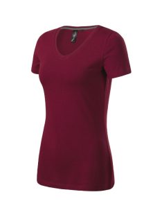 Action V-neck póló női garnet S