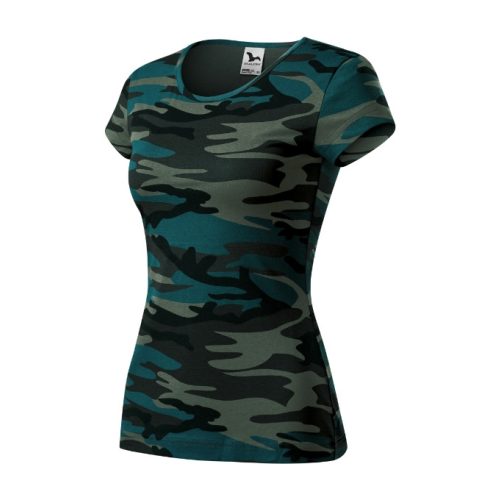 Camo Pure póló női camouflage petrol XL