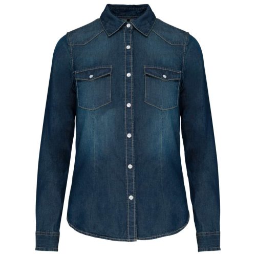 KA518-LADIES-LONG-SLEEVED-DENIM-SHIRT