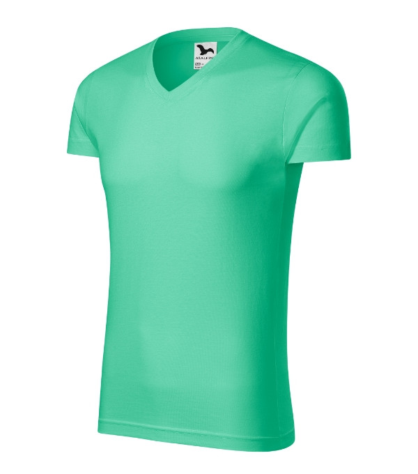 Slim Fit V-neck póló férfi menta L Slim Fit V-neck póló férfi menta L